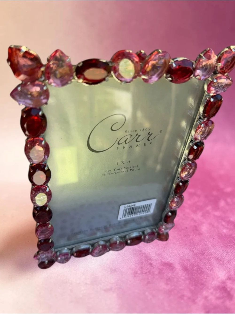 Carr‎ Frames crystals pink garnet red faceted 2002 vintage NEW Condition 4” X 6”
